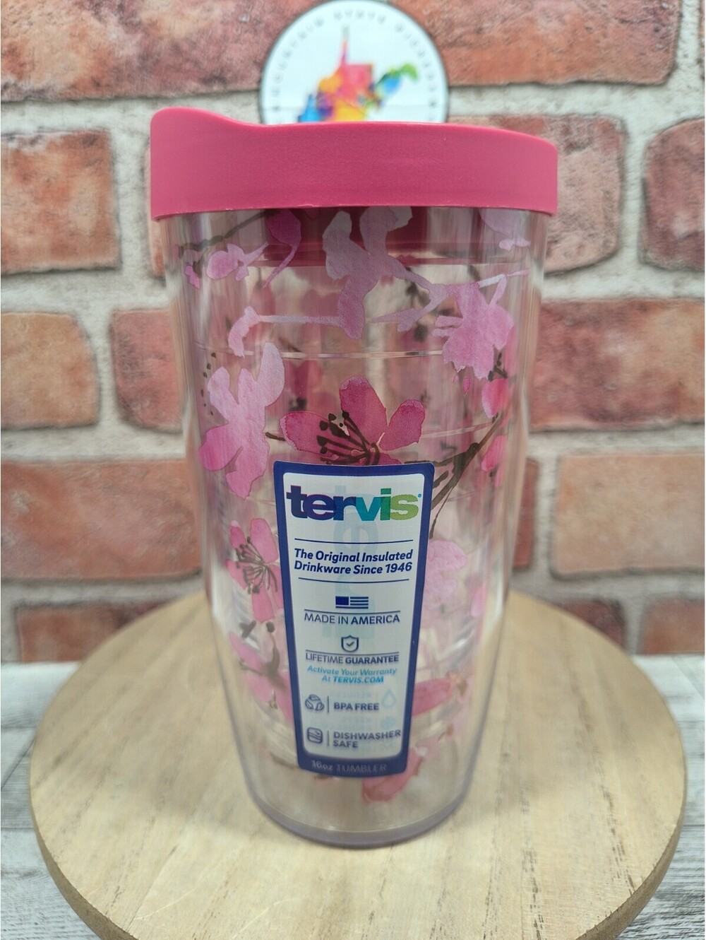 Tervis Japanese Cherry Blossom 16 oz Insulated Double Wall Tumbler Pink Lid NWT
